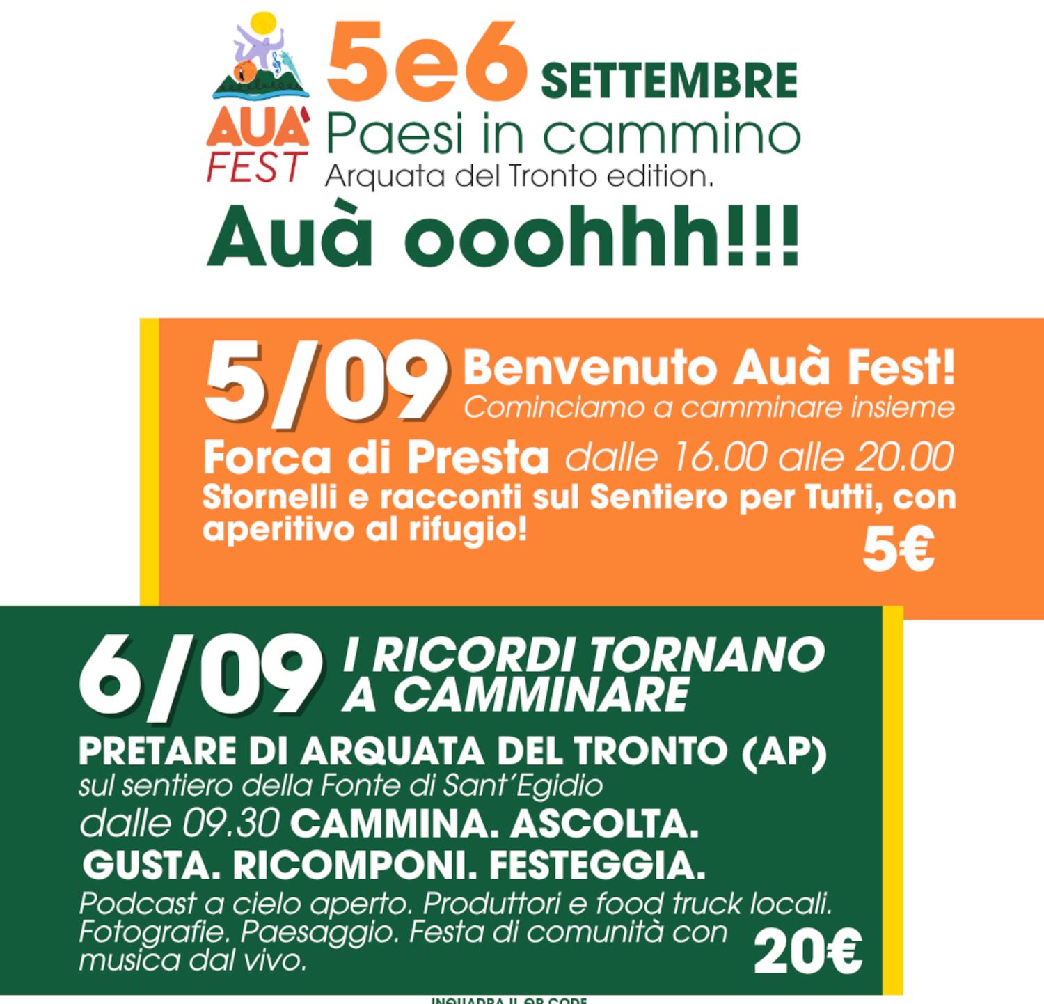 Auà FEST ad Arquata del Tronto: il 5 e 6 settembre paesi, sentieri e storie si rimettono in cammino