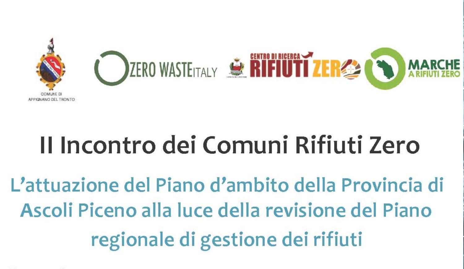 Secondo incontro Comuni rifiuti zero Marche ad Appignano del Tronto domenica 27 agosto dalle 9.30 presso il Teatro Sale