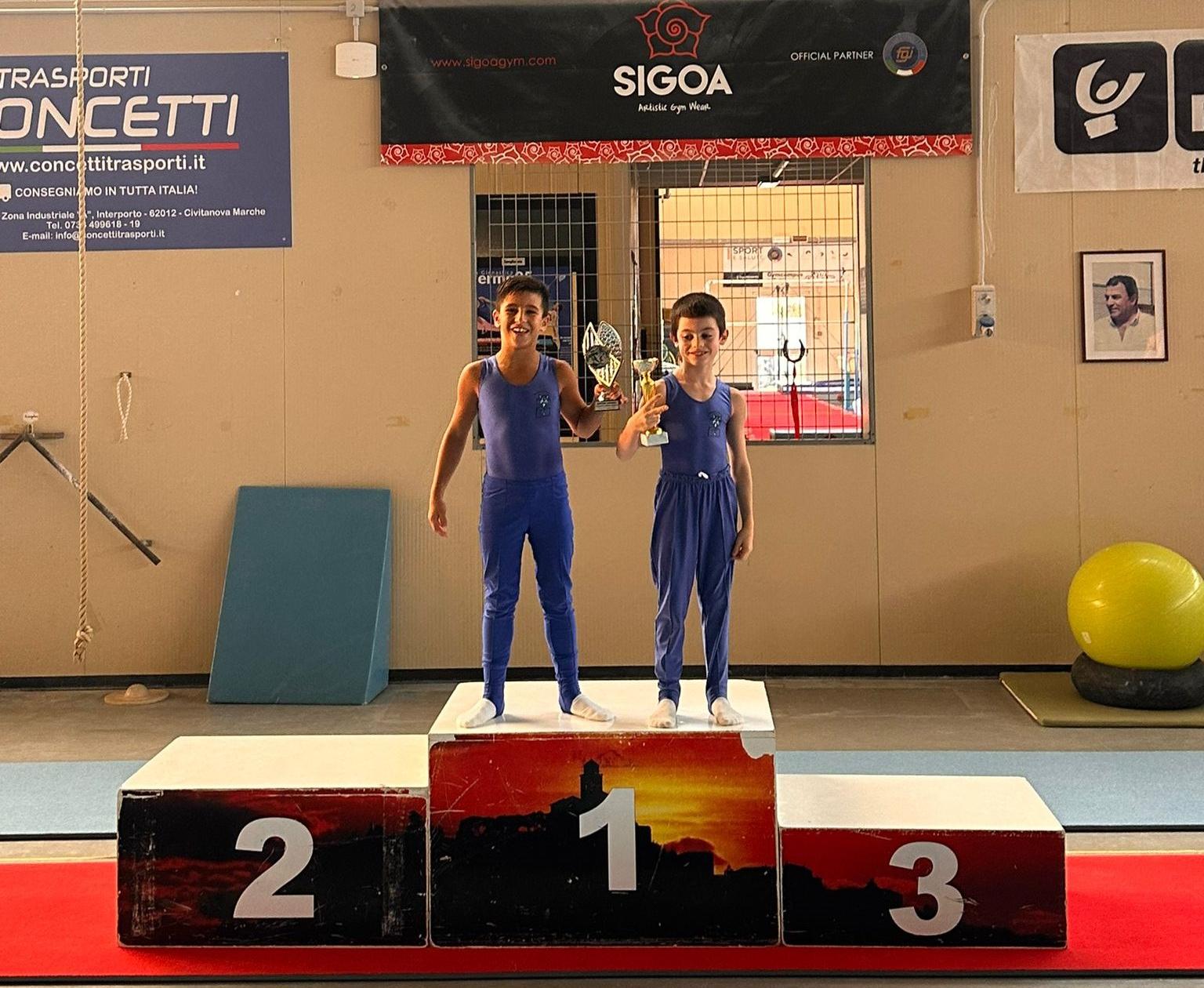 ASD Ginnastica Ascoli, Emanuele Marussi e Giorgio Francesco Cerqua, nuovi campioni regionali assoluti al campionato di squadra