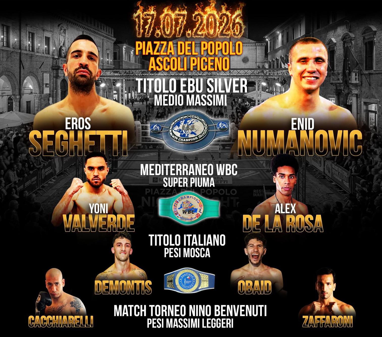 La boxe professionistica fa tappa in Piazza del Popolo, venerdì 'Fight Card' con incontri nazionali e internazionali e diretta su Rai Sport