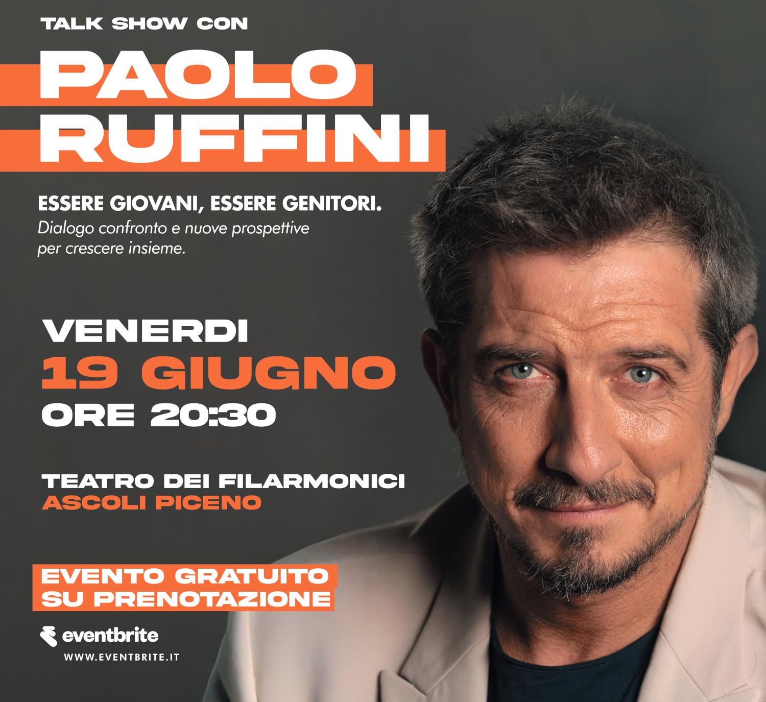 Ascoli Piceno Città Italiana dei Giovani, venerdì 19 giugno arriva lo spettacolo di Paolo Ruffini