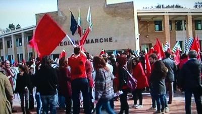 Cgil, Cisl e Uil Marche, presidio contro i tagli del bilancio regionale