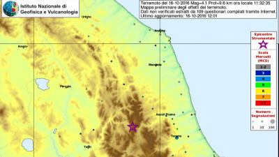 Terremoto, scossa di Magnitudo 4.1 con epicentro zona di Perugia