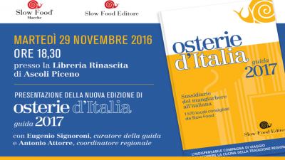 Osterie d'Italia 2017 di Slow Food con cena solidale a favore dell'Osteria del Castello di Arquata del Tronto