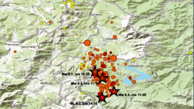 Terremoto, tre forti scosse: magnitudo 5.4, 5. 3 e 5.0 in provincia di L'Aquila