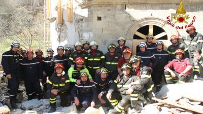 Vigili del fuoco francesi ad Arquata del Tronto