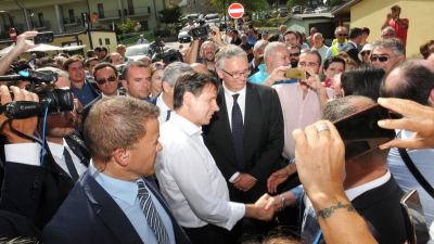 Il premier Giuseppe Conte nelle zone terremotate delle Marche