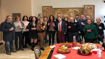 Brindisi augurale del sindaco Marco Fioravanti e della giunta comunale e dei dirigenti agli ascolani per un sereno Natale